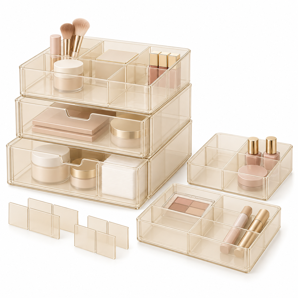 Stackable Cosmetic Drawer Organizer Set