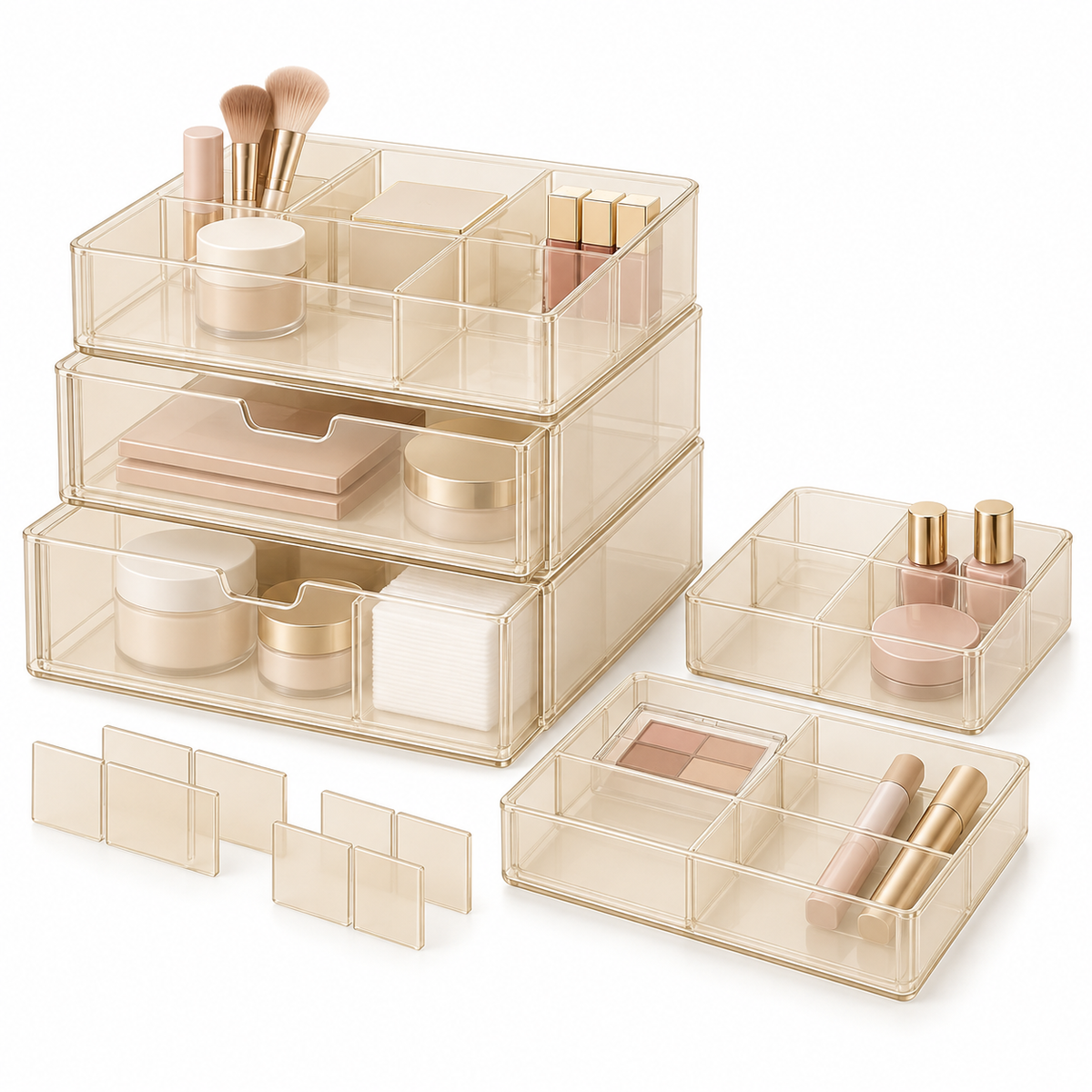 Stackable Cosmetic Drawer Organizer Set