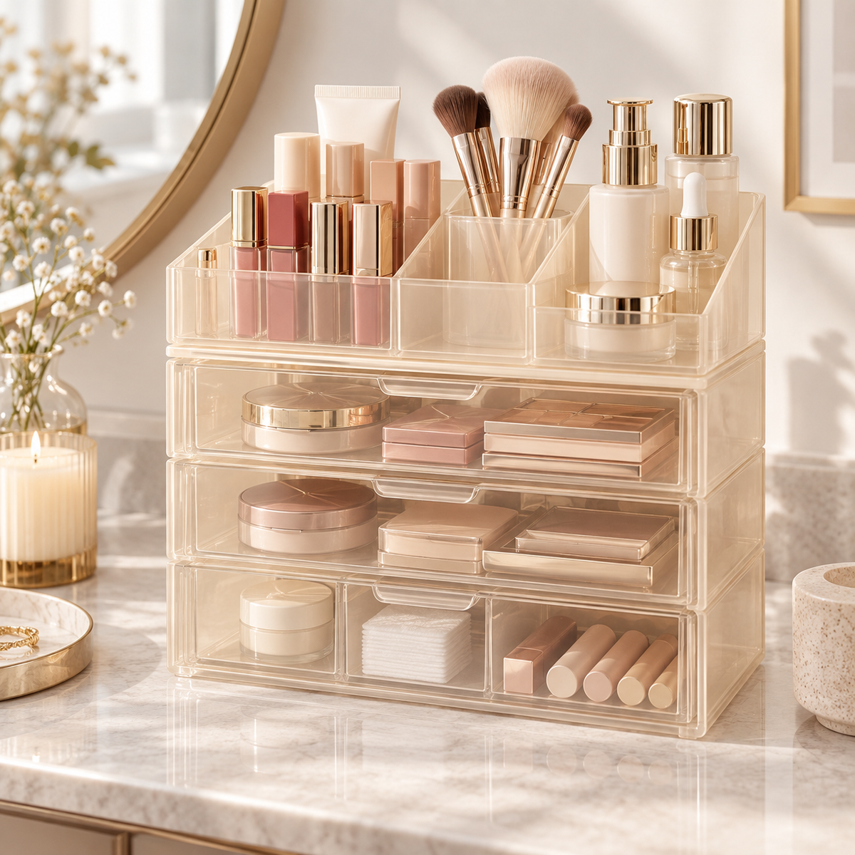 Stackable Cosmetic Drawer Organizer Set