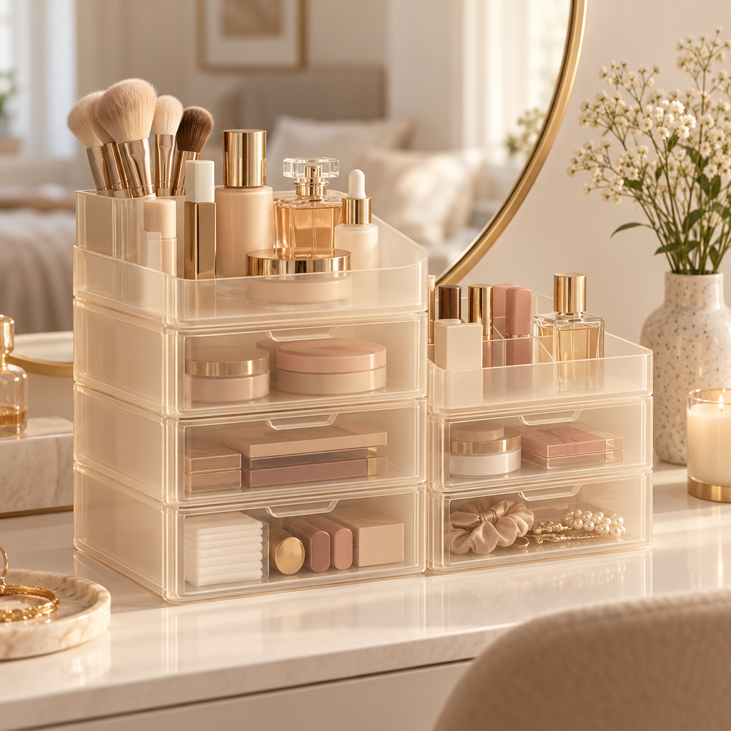 Stackable Cosmetic Drawer Organizer Set