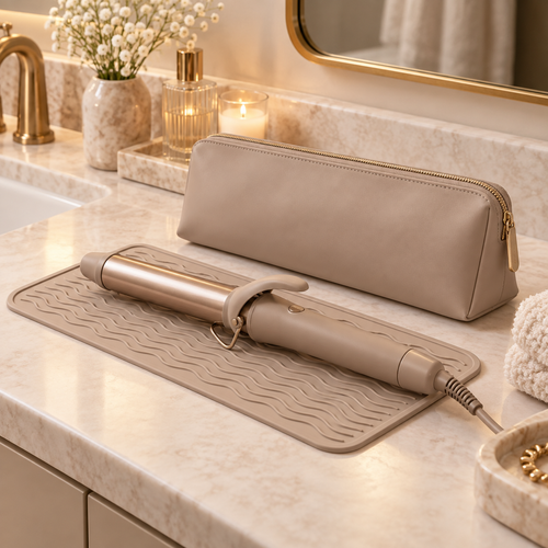 Heat-Safe Styling Tool Mat & Pouch Set