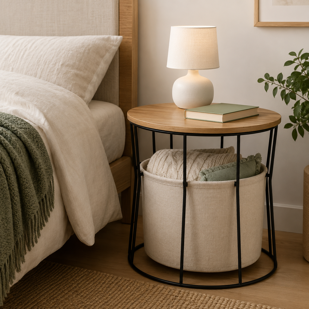 Round Basket Side Table