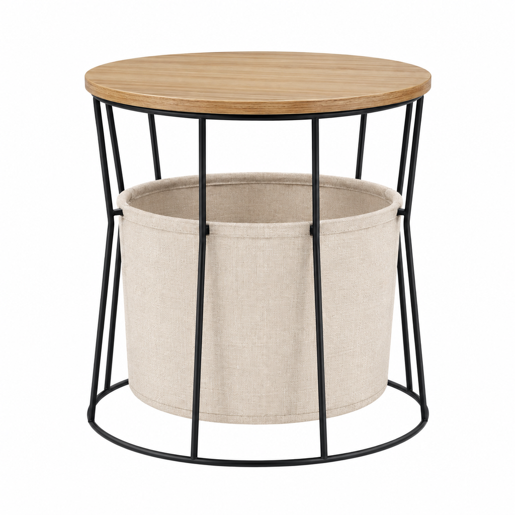 Round Basket Side Table