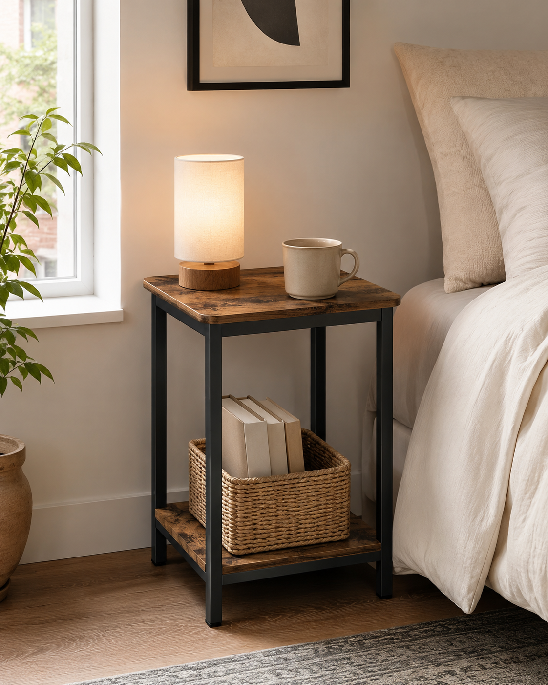 Two-Tier Bedside Nightstand