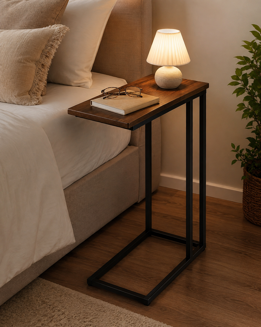 Slim C-Shaped Sofa Side Table